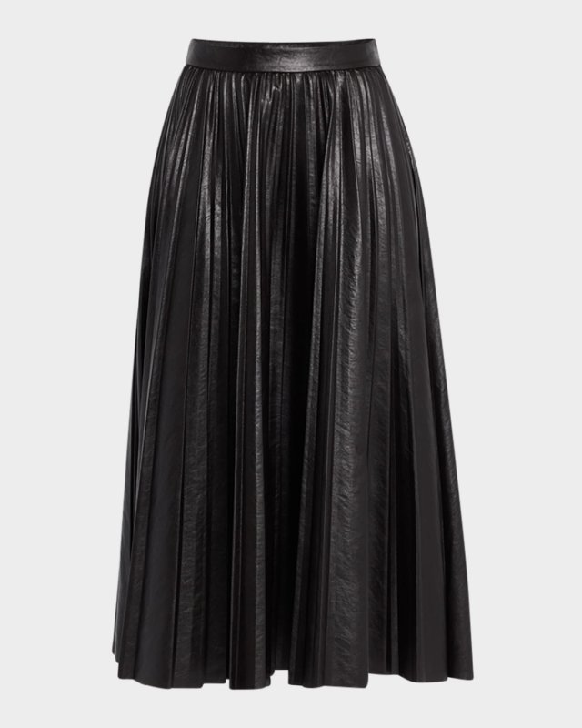 Etta Pleated Faux Leather Skirt
